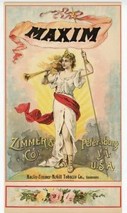 MAXIM Caddy Crate Label || Maclin, Zimmer, McGill und Co., Antik - Bild 1 von 1