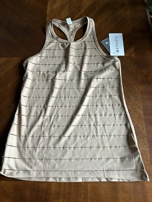 Camiseta sin mangas para mujer ATHLETA marrón a rayas malla cuello alto Chi espalda deportiva talla XS Foto 1 de 4