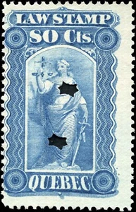 Canada Used F\ 80c Van Dam #QL41 1893-1906 Quebec Law Stamp - Picture 1 of 2