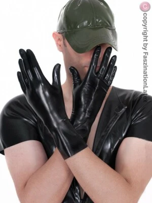 FASZINATIONLATEX LATEX Handschuhe kurz mit längerem Schaft - für SIE & IHN - SCHWARZ