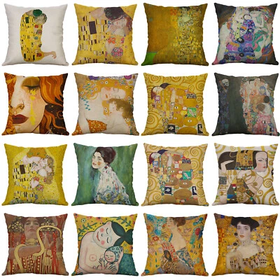 Throw Pillow Cover Gustav Klimt’s Masterpiece Golden Tears the kiss Pillow Cases - Image 1 of 4