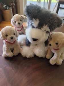 Jaag Scheels Schnauzer cucciolo cane 13" peluche 2017 2021 bandana bianco e grigio beige - Foto 1 di 13