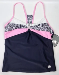 ZeroXposur Racerback Girls Coral Black White Swim Top Tankini sz: XL 16 - Picture 1 of 4