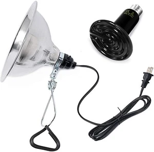 Ceramic Reptile Heat Lamp Bulb & 150W Clamp Light With 8.5" Aluminum Reflector - Picture 1 of 11
