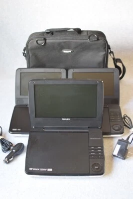 Reproductor de DVD portátil Philips PD9000/37 y 2 unidades pequeñas coche y cable de alimentación estuche Foto 1 de 4