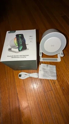 Alto-falante Bluetooth JAHAO Night Lights, lâmpada de cabeceira com carregador sem fio novo - Imagem 1 de 4