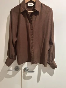 Ministry Of Style 6 Chocolate Brown Linen Blend Shirt - Picture 1 of 5
