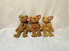 Ty Beanie Babies, Lot Of 3. Curly , Fuzz And Cashew. Rare Tag Errors.