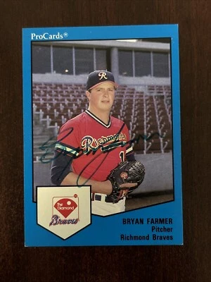 1989 ProCards #834 Bryan Farmer AUTO Richmond Braves AUTOGRAPH Signed - Image 1 of 2