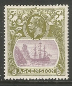 Ascension 1924 SG 14 KGV 5d Purple and Olive Green mint UMM/OG/VG clean as MNH - Picture 1 of 2