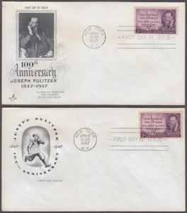 USA # 946 SET of 2 DIFF FDC CACHETS - 100th ANN DEATH of JOSEPH PULITZER - Picture 1 of 1