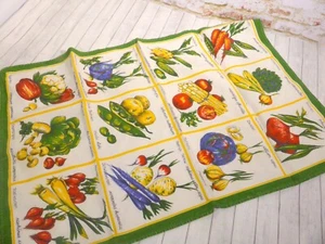 Vintage Vegetable Dish Towel Different Languages German Portuguese Latin French - Picture 1 of 10