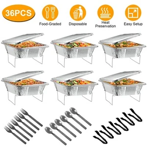 36Pcs Disposable Chafing Dish Buffet Set Food Warmers Portable For Party Camping - Picture 1 of 11