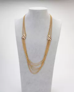 Collana donna multi-filo lunga dorata oro stile vintage antica handmade italiano - Foto 1 di 10