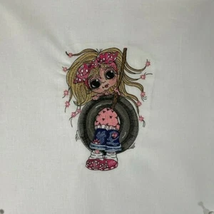 Swinging Susie 12. x 12.5 Quilt Block Panel Embroidery Bestie Can personalize - Picture 1 of 1