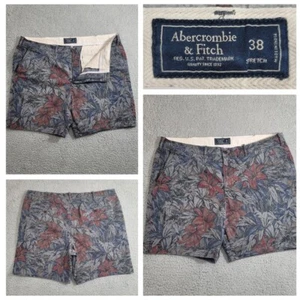 Abercrombie & Fitch Shorts Mens 38 Stretch Hawaiian Floral Tropical Casual Chino - Picture 1 of 21