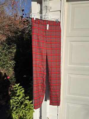NWT Talbots Fun Red Multicolored Plaid Wool Blend “Hampshire” Ankle Pants 20W - Image 1 of 4