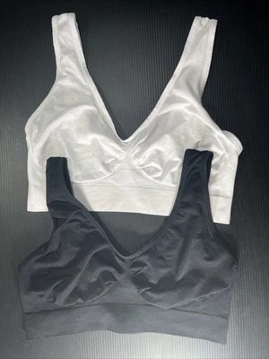 Paquete de 2 sujetadores sin costuras Rhonda Shear talla 2X elásticos negro blanco NUEVO Foto 1 de 4