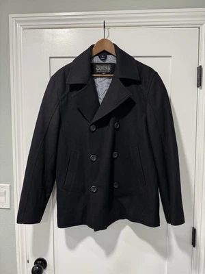 Guess Men’s Wool Blend Peacoat Black Size Small - Image 1 of 4