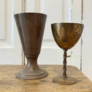 Jarrón y copa de cobre vintage como se encuentra - Imagen 1 de 12