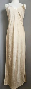 Vestido Wilfred Sin Mangas Beige Tostado Talla L Entrecruzado Abertura Lateral Maxi WT Clásico  - Imagen 1 de 11