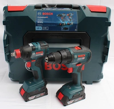 Bosch 18v Brushless Cordless Combi Hammer Drill & Impact Driver Wrench Set (U) - Image 1 of 4