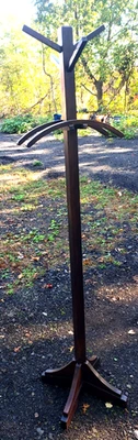 Antique Mission Oak Arts and Crafts Wood Coat Rack 6 Foot - Unique Design ! - Image 1 of 4