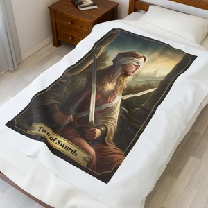 Two Of Swords Tarot Cards Astrology Fortune Telling Plush Blanket Throw Soft - Picture 1 of 14
