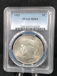 1923 $1 Peace Silver Dollar PCGS MS64 #5583 - Picture 1 of 2