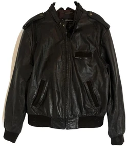 Rare Vintage Leather MEMBERS ONLY - Europe Craft Brown Bomber Style Jacket Gr. 46 - Bild 1 von 13