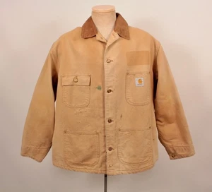 Herren Vintage 90er Carhartt Chore Jacke Gr. L-XL 1990s Canvas Khaki - Bild 1 von 16