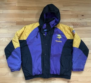 Vintage Minnesota Vikings Starter Jacke Mantel mit Kapuze Herren Gr. XL - Bild 1 von 11