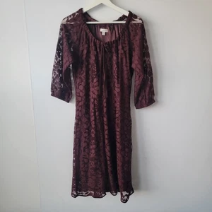 Garnet Hill Damen Bohème leichtes Spitzenkleid Größe 8 Dreiviertel Bischofsärmel - Bild 1 von 8
