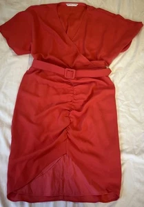 Trina Turk Zest Short Sleeve Belted Faux Wrap Dress In Slushie Size 12 - Picture 1 of 14