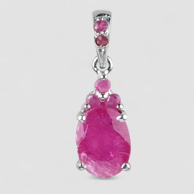 Vibrant Red Ruby Pendant Natural Gemstone 925 Sterling Silver Handmade Jewelry - Image 1 of 4