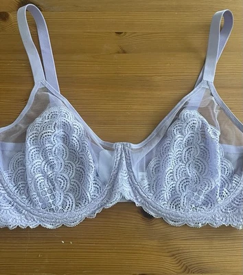 HSIA Mermaid Scales Minimizer Lace Mesh Underwire Lavender bra 36DDD - Image 1 of 4
