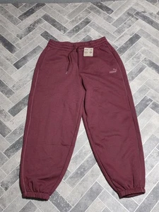 New Puma Pants Woman's LARGE Maroon Jogger Sweatpants Tapered Activewear - Picture 1 of 11