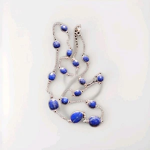 925 sterling silver chain -15 Quality LAPIS LAZULI Pendants - Hand Crafted -70cm - Picture 1 of 10