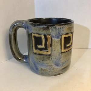 Geometric Mara Mug Mexico Pottery Designed by Mara Greek Key Style 16oz Rare! - Picture 1 of 5