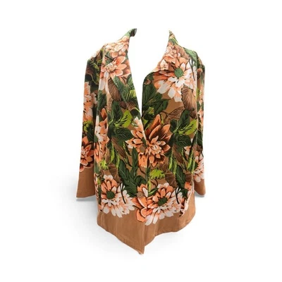 Blazer Isaac Mizrahi Live Tropical Floral XL Retro Boho Maximalista Ropa de Resort Foto 1 de 4