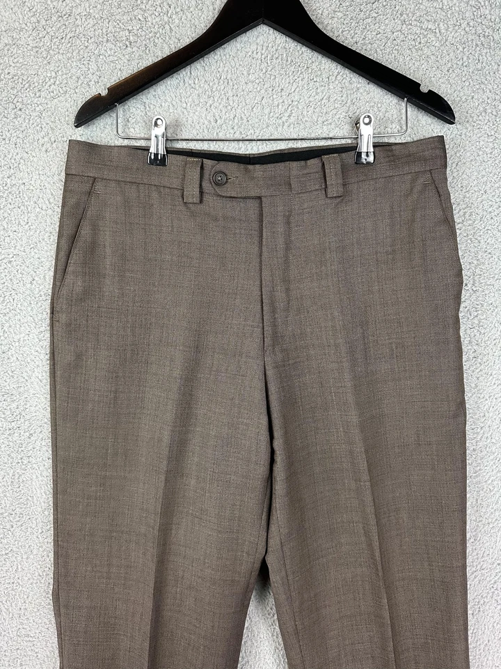 Linea Naturale Dress Pants Mens 34 Brown 100% Wool Flat Front Made in Italy Men - Image 1 of 4