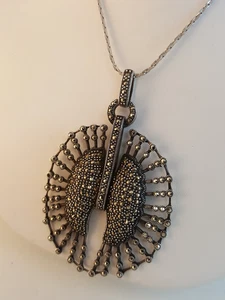 Collar colgante vintage de plata de ley marcasita diseño genial - Imagen 1 de 15