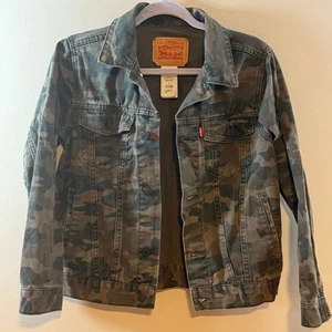 Chaqueta de Camionero Levi's Estampado Camuflaje Denim Niños L 12-13 AÑOS Verde Oliva - Imagen 1 de 6