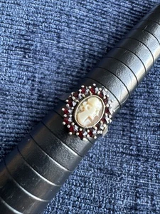 antique silver bohemian garnet cameo ring - Picture 1 of 9