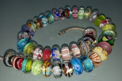 40 Glas european Beads  Grossloch Perlen Konvolut Luxus - Bild 1 von 4