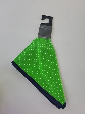 Nordstrom Rack Masculino Verde 100% Seda Bolso Quadrado Lenço com Pontos Pequenos. - Imagem 1 de 4