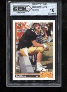 Tarjeta de radiocontrol Brett Favre Rookie 1991 Upper Deck #13 NFL Green Bay Packers gema como nueva 10 - Imagen 1 de 2