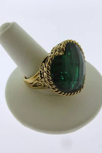 Sajen Bronze Ring by Marianna and Richard Jacobs Amore Heart Shape Green Quartz  - Picture 1 of 5