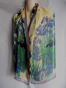 THE METROPOLITAN MUSEUM OF ART IRISES SILK  SCARF 62x16" - Picture 1 of 2