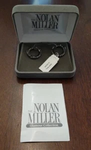 Nolan Miller Perfect Gunmetal Pave Panther Hoop Earrings Brand New VTG Gray. DO - Picture 1 of 10